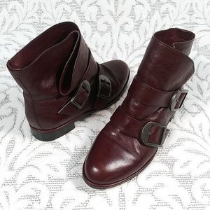 Via Spiga Double-buckle Leather Ankle Boot